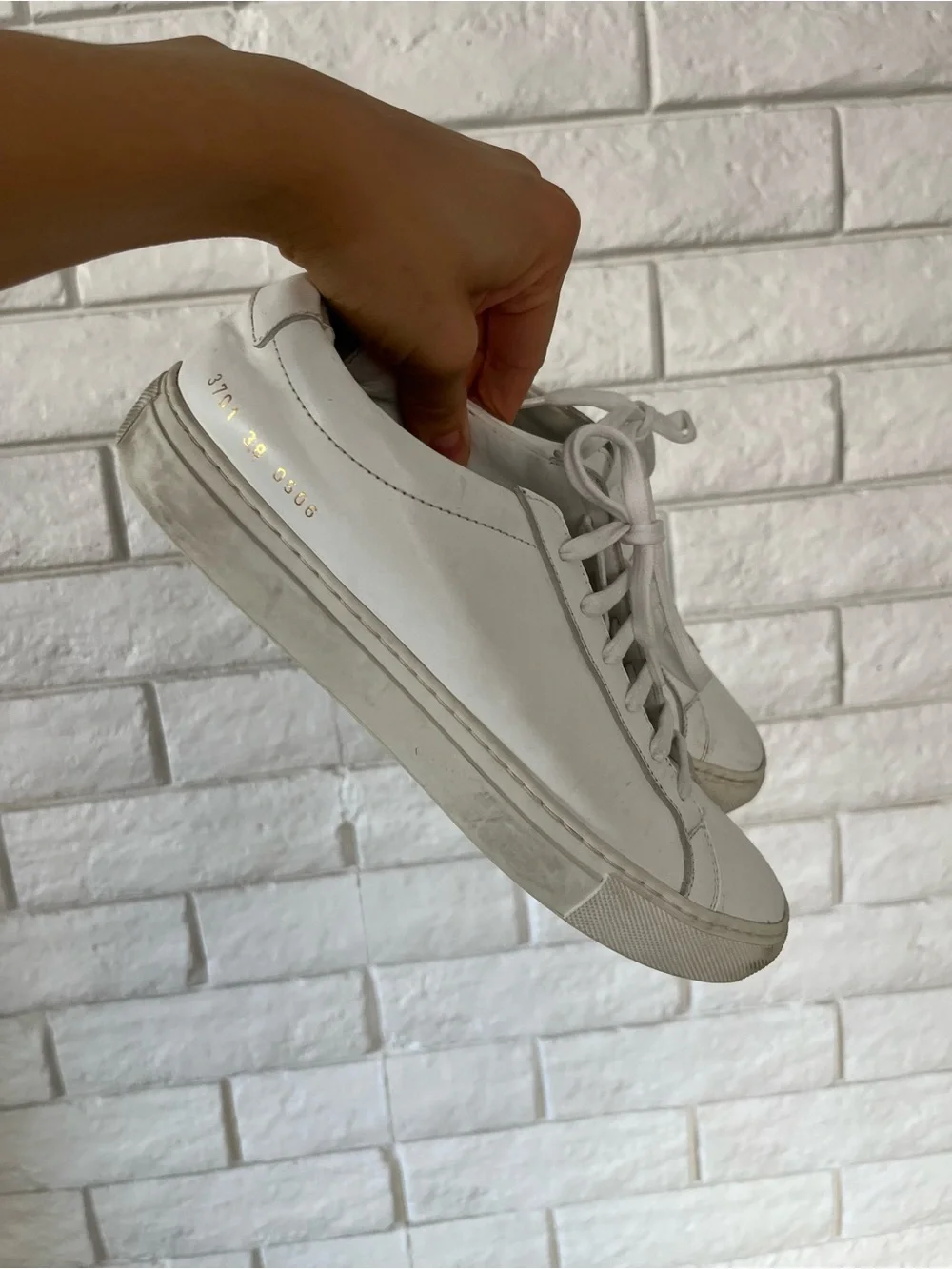 Common Projects Original Achilles Low Sneaker White Leather Lace-Up Size 38